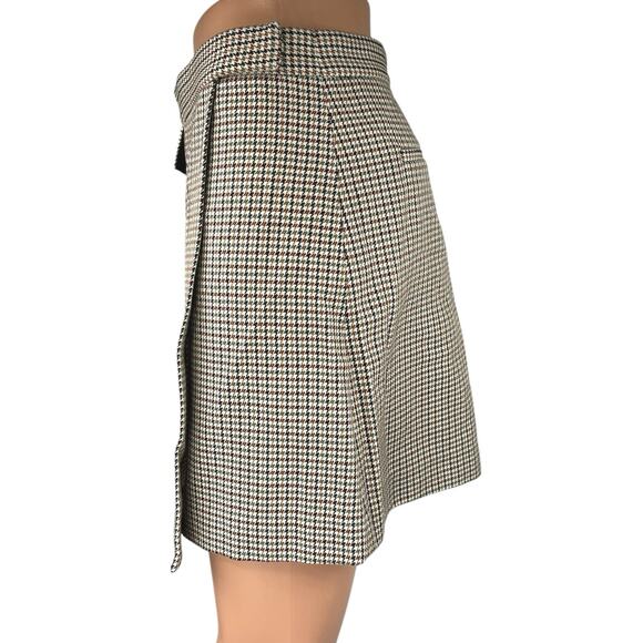 Theory Multicolor Wool Snap Tab Fremont Plaid Check Wrap Mini A-line Skirt Sz 2 - Picture 2 of 5